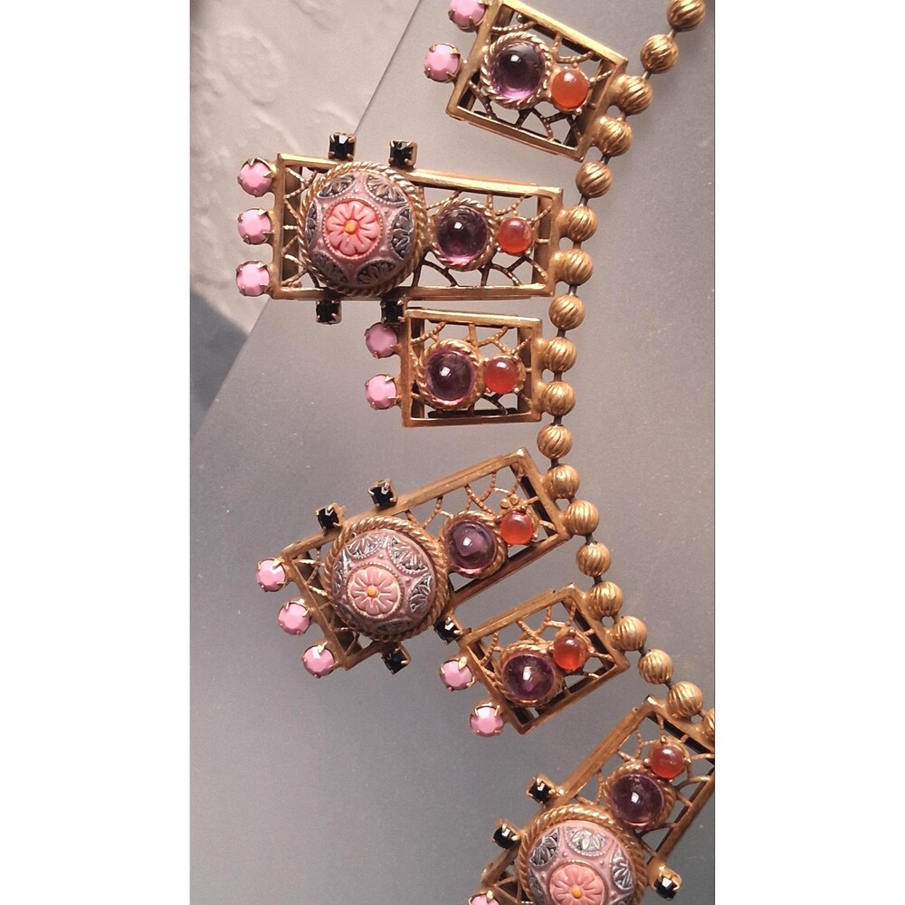 Juliana Moroccan Matrix Necklace Amethyst Carnelian Glass - Picture 9 of 14